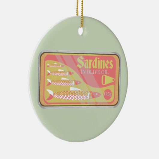 Retro-sardines-Poster Keramisch Ornament (Rechts)