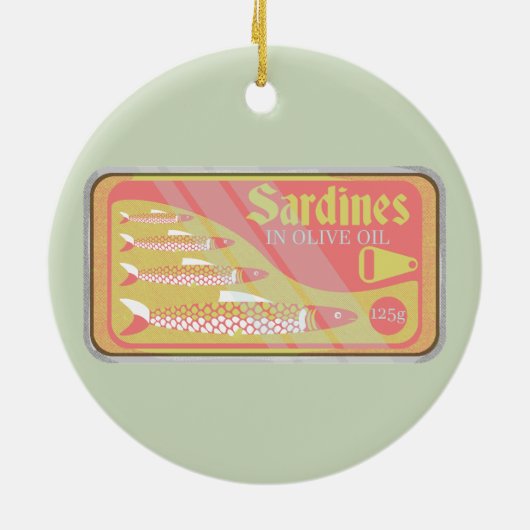 Retro-sardines-Poster Keramisch Ornament (Achterkant)