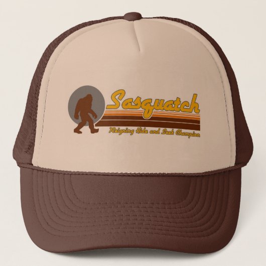 Retro Sasquatch Huid en zoek Champion Trucker Hat Pet (Voorkant)