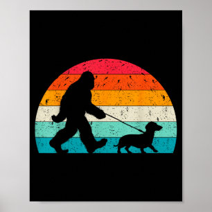 Retro Sasquatch-liefhebber Doxie Wienerse Hondenui Poster