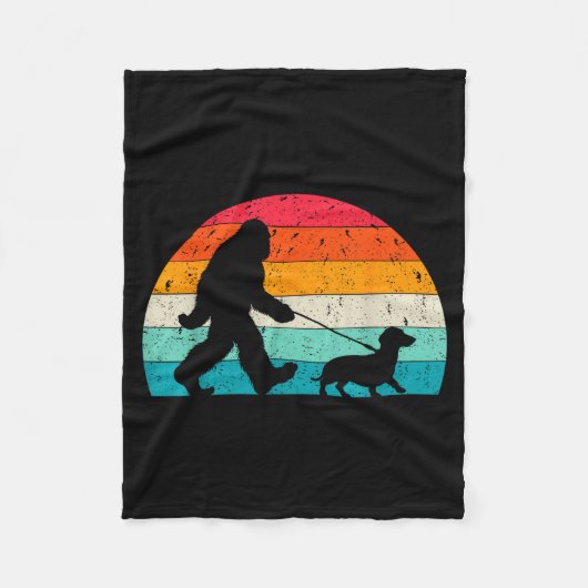Retro Sasquatch Lover Doxie Wiener Dog Walker Bigf Fleece Deken (Voorkant)