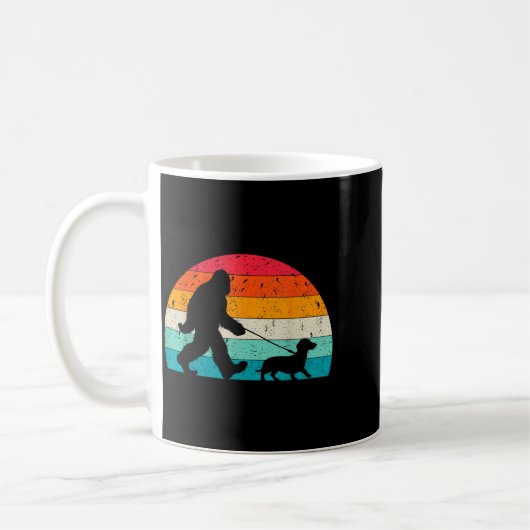 Retro Sasquatch Lover Doxie Wiener Dog Walker Bigf Koffiemok (Links)