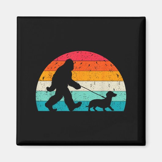 Retro Sasquatch Lover Doxie Wiener Dog Walker Bigf Magneet (Voorkant)