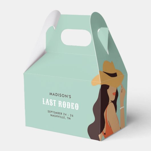 Retro Sassy Laatste Rodeo Roze Groene Bachelorette Bedankdoosjes (Voorkant Zijde)