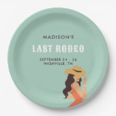 Retro Sassy Laatste Rodeo Roze Groene Bachelorette Papieren Bordje (Voorkant)
