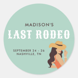 Retro Sassy Laatste Rodeo Roze Groene Bachelorette Ronde Sticker