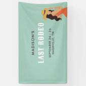Retro Sassy Laatste Rodeo Roze Groene Bachelorette Spandoek (Verticaal)