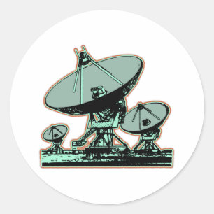 Retro Satelliet Schotel Grafisch Ronde Sticker