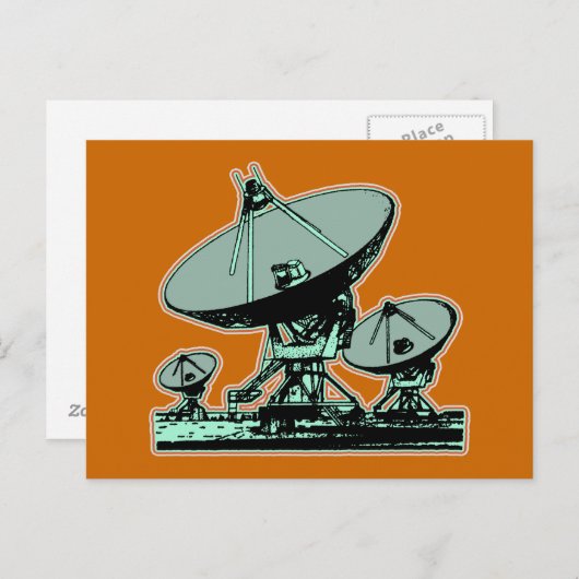 Retro Satellite Dish Grafisch Briefkaart (Voorkant / Achterkant)