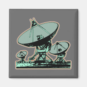 Retro Satellite Dish Grafisch Magneet