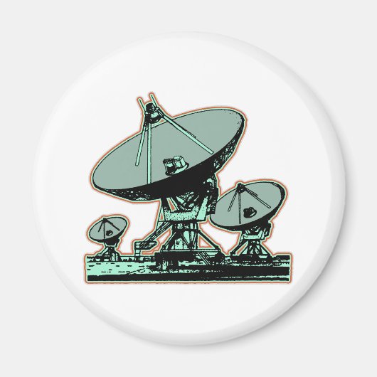 Retro Satellite Dish Grafisch Magneet (Voorkant)