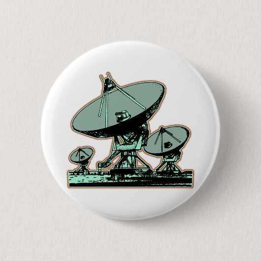 Retro Satellite Dish Grafisch Ronde Button 5,7 Cm (Voorkant)