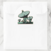 Retro Satellite Dish Grafisch Ronde Sticker (Tas)