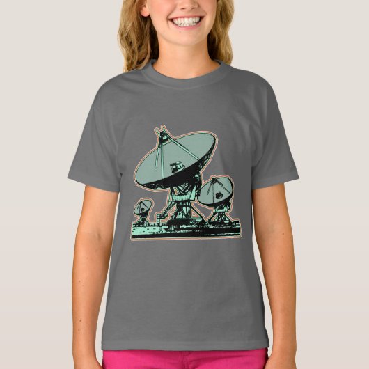 Retro Satellite Dish Grafisch T-shirt (Voorkant)