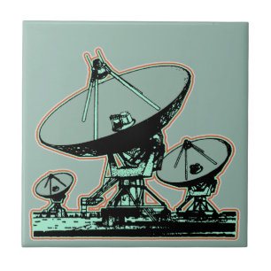 Retro Satellite Dish Grafisch Tegeltje