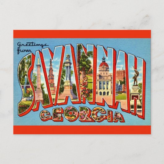 Retro Savannah Georgia ansichtkaart Briefkaart (Voorkant)