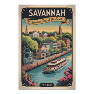 Retro Savannah Georgia Reisposter Perfect Poster