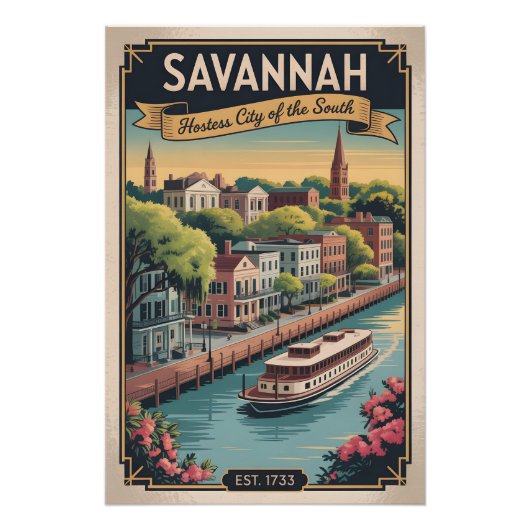 Retro Savannah Georgia Reisposter Perfect Poster (Voorkant)