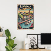 Retro Savannah Georgia Reizen Poster (Thuiskantoor)