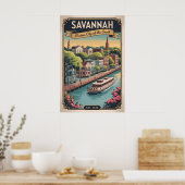 Retro Savannah Georgia Reizen Poster (Keuken)