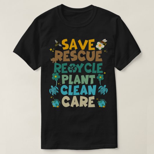 Retro Save Bees Rescue Dieren Recyclen Fun Earth D T-shirt (Design voorkant)