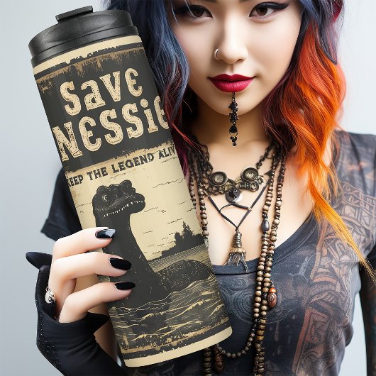 Retro Save Nessie Loch Ness Monster Thermosbeker