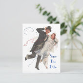 Retro SAVE THE DATE AANKONDIGING GEMAKKELIJK aan t (Staand voorkant)