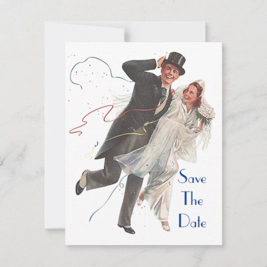 Retro SAVE THE DATE AANKONDIGING GEMAKKELIJK aan t (Voorkant)