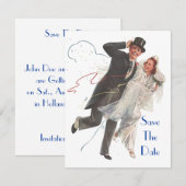 Retro SAVE THE DATE AANKONDIGING GEMAKKELIJK aan t (Voorkant / Achterkant)