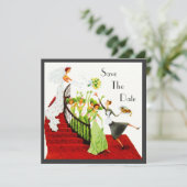 Retro SAVE THE DATE AANKONDIGING Makkelijk aan te  (Staand voorkant)