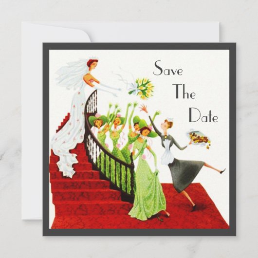 Retro SAVE THE DATE AANKONDIGING Makkelijk aan te  (Voorkant)