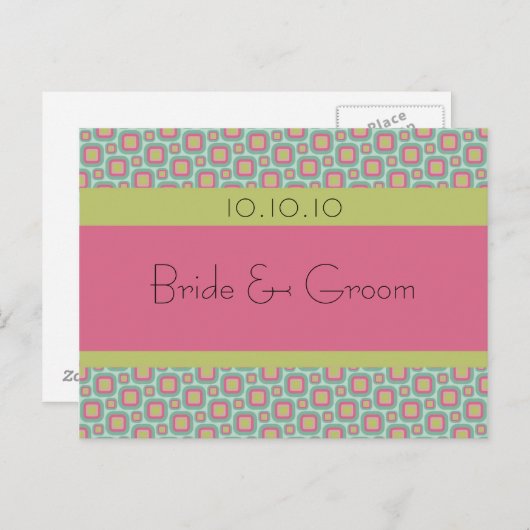 Retro Save the Date Aankondigingskaart (Voorkant / Achterkant)