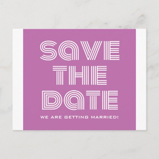 Retro Save the Date Briefkaart, Fuchsia Aankondigingskaart (Voorkant)