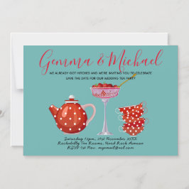 Retro Save The Date Huwelijks Thee Party 1950 Vint Magnetische Uitnodiging