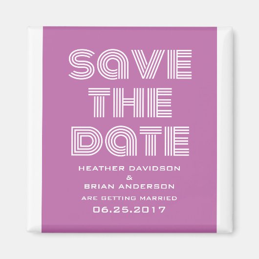 Retro Save the Date Magnet, Fuchsia Magneet (Voorkant)