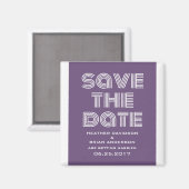 Retro Save the Date Magnet, Paars Magneet (Voorkant / Achterkant)