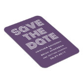 Retro Save the Date Magnet, Paars Magneet (Rechterzijde)