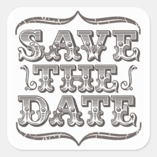 Retro Save the Date Typografie Witte Stickers