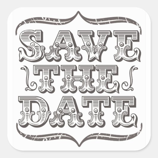 Retro Save the Date Typografie Witte Stickers (Voorkant)