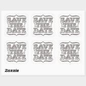 Retro Save the Date Typografie Witte Stickers (Vel)