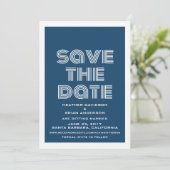 Retro Save the Date Uitnodiging, Blauw Kaart (Staand voorkant)