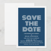 Retro Save the Date Uitnodiging, Blauw Kaart (Voorkant / Achterkant)