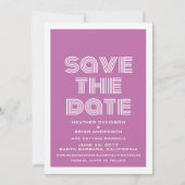 Retro Save the Date-uitnodiging, Fuchsia Kaart (Voorkant)