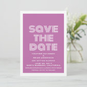 Retro Save the Date-uitnodiging, Fuchsia Kaart (Staand voorkant)