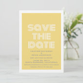 Retro Save the Date uitnodiging, Geel Kaart (Staand voorkant)