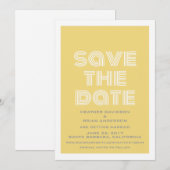 Retro Save the Date uitnodiging, Geel Kaart (Voorkant / Achterkant)