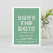 Retro Save the Date Uitnodiging, Groen Kaart (Staand voorkant)