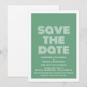 Retro Save the Date Uitnodiging, Groen Kaart (Voorkant / Achterkant)