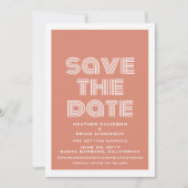 Retro Save the Date Uitnodiging, Oranje (Voorkant)