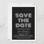 Retro Save the Date-uitnodiging, Zwart Kaart (Voorkant)